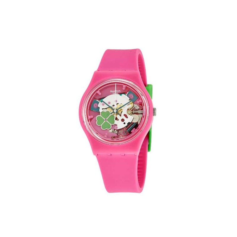 Reloj Swatch Mujer Rosegari SUOK125. Es un reloj Swatch para mujer,  analógico, fabricado en plástico y resina en color rosa.